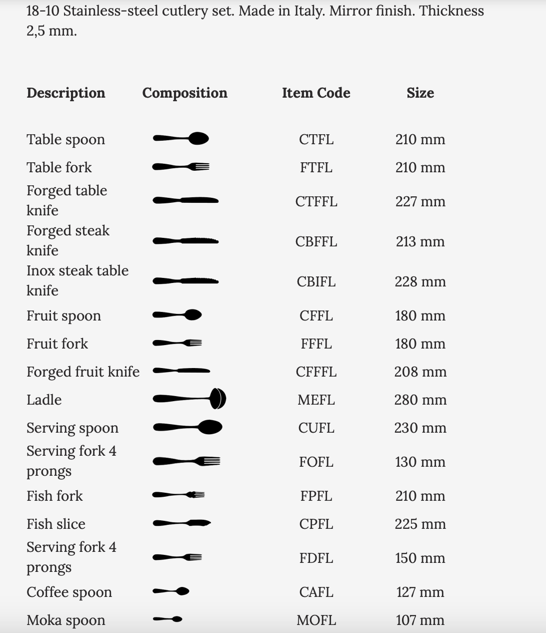 Tacâmuri Salvinelli, Model Flow, 18-10 inox, 2,5 mm - Image 2