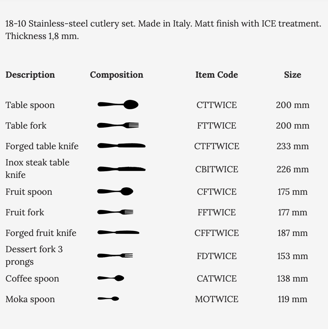 Tacâmuri Salvinelli, Model Twist ICE, 18-10 inox, 1,8 mm - Image 2
